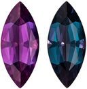 Rare Gubelin Certified Natural  Alexandrite Gem in Marquise Cut, 12.32 x 5.51 mm in Gorgeous Teal to Magenta Eggplant, 1.36 carats