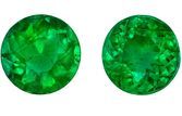 Rare Stone Green Emerald Loose Gemstones, 0.83 carats in Round Cut, 4.85 mm in a Matching Pair