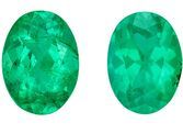 Rare Stone Green Emerald Loose Gemstones, 1.31 carats in Oval Cut, 6.7 x 5mm in a Matching Pair