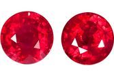 Special Quality Ruby Gemstones, Round Cut, 2.64 carats, 6.4 mm Matching Pair, AfricaGems Certified - A Low Price