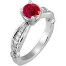 Regal Red Real GEM Grade 1 carat 6mm Ruby Solitaire Sculpted Engagement Ring - Dazzling Diamond Accents
