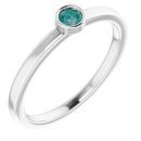 Genuine Alexandrite Ring in Rhodium-Plated Sterling Silver 3 mm Round Alexandrite Ring