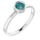 Chatham Created Alexandrite Ring in Rhodium-Plated Sterling Silver 4.5 mm Round Chatham Lab-Created Alexandrite Ring