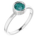 Chatham Created Alexandrite Ring in Rhodium-Plated Sterling Silver 5.5 mm Round Chatham Lab-Created Alexandrite Ring