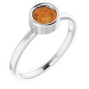 Rhodium-Plated Sterling Silver 5.5 mm Round Citrine Ring