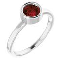Rhodium-Plated Sterling Silver 5.5 mm Round Mozambique Garnet Ring