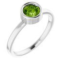 Rhodium-Plated Sterling Silver 5.5 mm Round Peridot Ring