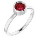 Genuine Ruby Ring in Rhodium-Plated Sterling Silver 5.5 mm Round Ruby Ring