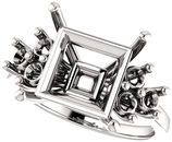 Ring Mounting for Square Gemstone Size 4mm to 10mm  Triple Side Accents
