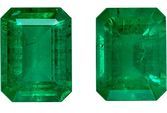 Ring Stone Green Emerald Loose Gemstones, 2.73 carats in Emerald Cut, 8 x 6mm in a Matching Pair