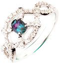 Romantic Diamond and Natural .39ct, 5.09 x 3.95 mm Alexandrite Gemstone Ring in 14k White Gold for SALE