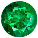 Round Diamond Cut Genuine Emerald in Grade AAA