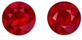 See This Deal Red Ruby Gemstones, 0.58 carats Round Cut in 3.9 mm size in Very Fine Rich Red Color In A Matching Pair
