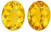 See This Deal Yellow Beryl Gemstones, 12.2 carats Oval Cut in 14 x 10.9 mm size in Stunning Yellow Color In A Matching Pair