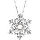 White Diamond Necklace in 14 Karat White Gold 0.40 Carat Diamond Snowflake 16