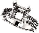 Split Shank Accented Ring Mounting for Square Gemstone Size 5mm to 8mm