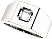 Square Face Solitaire Men's Ring Mounting for Asscher Gemstone Size 5mm to 7mm
