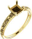 Square Sculptural Style Solitaire Ring Mounting for 5mm to 10mm Center