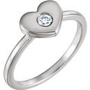 Genuine Sterling Silver .03 Carat Diamond Heart Ring
