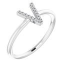 Sterling Silver .04 Carat Weight Diamond Initial V Ring