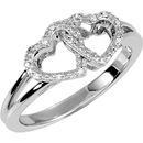 Genuine Sterling Silver .05 Carat Diamond Double Heart Design Ring Size 7