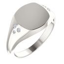 Sterling Silver .05 Carat Diamond Ladies Signet Ring