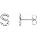 Sterling Silver .05 Carat Weight Diamond Single Initial S Earring