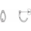 Natural Diamond Earrings in Sterling Silver 1/3 Carat Diamond J-Hoop Earrings