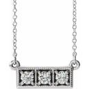 Real Diamond Necklace in Sterling Silver 1/3 Carat Diamond Three-Stone Granulated Bar 16-18