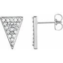 Natural Diamond Earrings in Sterling Silver 1/3 Carat Diamond Triangle Earrings with Backs