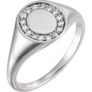 Genuine Sterling Silver 0.17 Carat Diamond Signet Ring