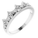 White Diamond Ring in Sterling Silver 0.12 Carat Diamond Crown Ring