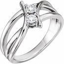 Real Diamond Ring in Sterling Silver 1 Carat DiamondTwo-Stone Ring