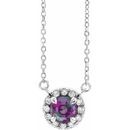Natural Alexandrite Necklace in Sterling Silver 3.5 mm Round Alexandrite & .04 Carat Diamond 16