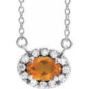 Golden Citrine Necklace in Sterling Silver 5x3 mm Oval Citrine & .05 Carat Diamond 16