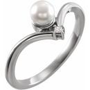 Sterling Silver Akoya Cultured Pearl & .025 Carat Weight Diamond Ring