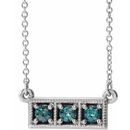 Natural Alexandrite Necklace in Sterling Silver Alexandrite Three-Stone Granulated Bar 16-18