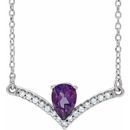 Genuine Amethyst Necklace in Sterling Silver Amethyst & .06 Carat Diamond 16
