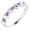 Genuine Amethyst Ring in Sterling Silver Amethyst Stackable Heart Ring