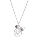 Sterling Silver Amethyst, Turquoise & Cubic Zirconia Charm 16