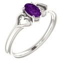 Genuine Sterling Silver Amethyst Youth Heart Ring