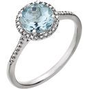 Sterling Silver Aquamarine & .01 Carat Diamond Ring