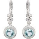 Sterling Silver Aquamarine & .02 Carat Diamond Earrings