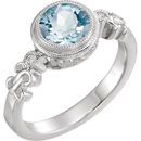 Buy Sterling Silver Aquamarine & .02 Carat Diamond Ring