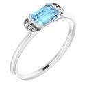Genuine Aquamarine Ring in Sterling Silver Aquamarine & .02 Carat Diamond Stackable Ring