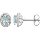 Sterling Silver Aquamarine & .025 Carat Diamond Earrings