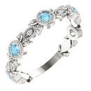 Buy Sterling Silver Aquamarine & .03 Carat Diamond Leaf Ring