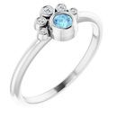 Genuine Aquamarine Ring in Sterling Silver Aquamarine & .04 Carat Diamond Ring