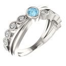 Sterling Silver Aquamarine & .05 Carat Diamond Ring