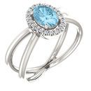 Sterling Silver Aquamarine & 0.10 Carat Diamond Ring